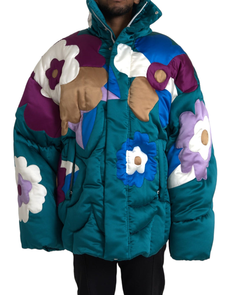 Multicolor Floral Windbreaker Puffer Jacket Dolce & Gabbana