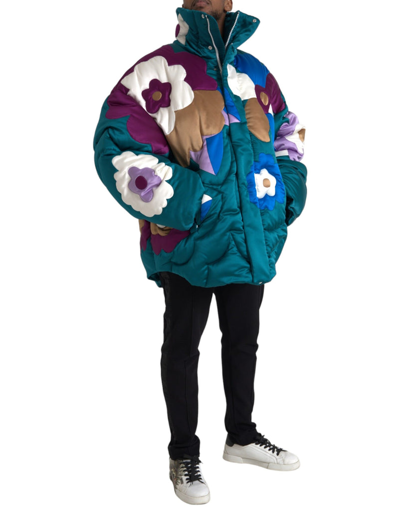 Multicolor Floral Windbreaker Puffer Jacket Dolce & Gabbana