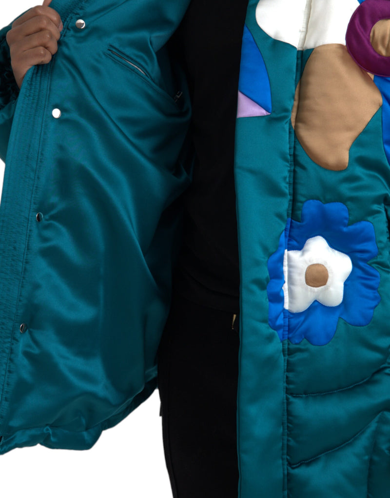 Multicolor Floral Windbreaker Puffer Jacket Dolce & Gabbana