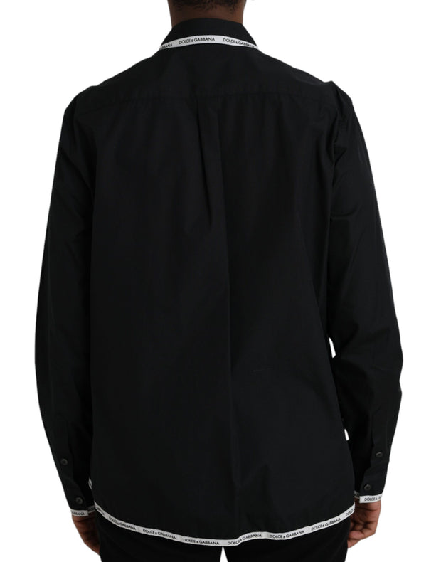 Black Collared Long Sleeve Cotton Casual Shirt Dolce & Gabbana