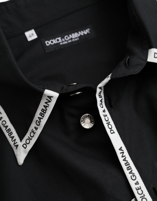 Black Collared Long Sleeve Cotton Casual Shirt Dolce & Gabbana