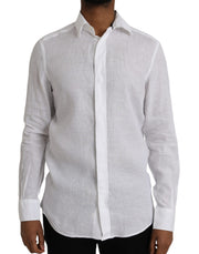 White Linen Long Sleeve Dress MARTINI Shirt Dolce & Gabbana