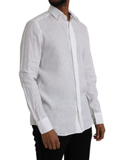 White Linen Long Sleeve Dress MARTINI Shirt Dolce & Gabbana