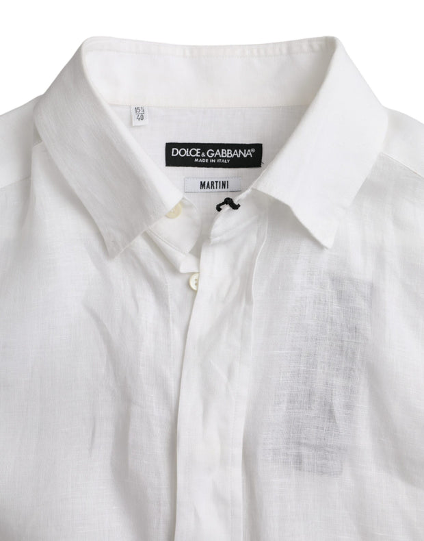 White Linen Long Sleeve Dress MARTINI Shirt Dolce & Gabbana