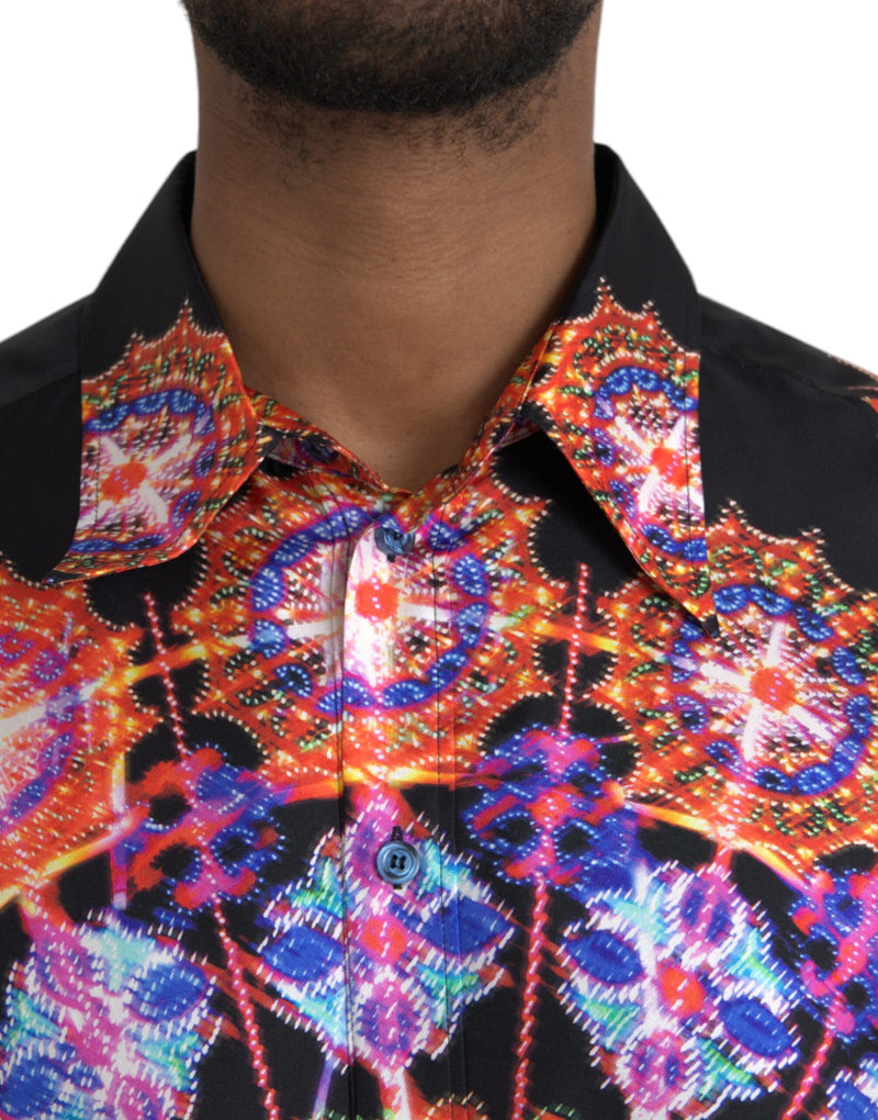 Multicolor Luminarie Silk Men Casual Shirt Dolce & Gabbana