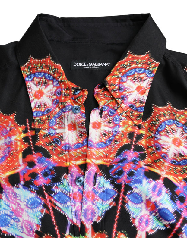 Multicolor Luminarie Silk Men Casual Shirt Dolce & Gabbana