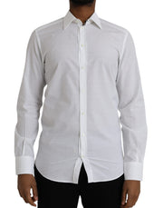 White Logo Cotton Men Dress GOLD Shirt Dolce & Gabbana