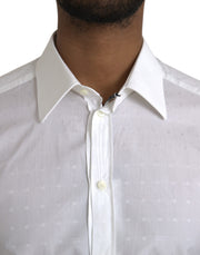 White Logo Cotton Men Dress GOLD Shirt Dolce & Gabbana