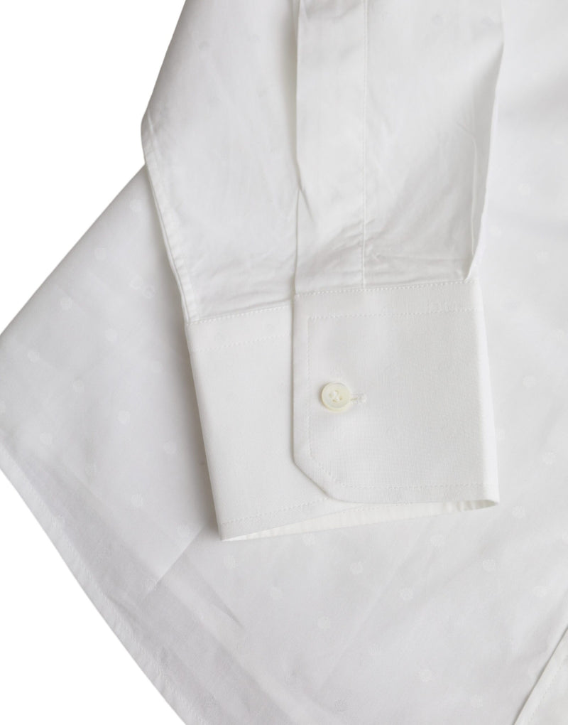 White Logo Cotton Men Dress GOLD Shirt Dolce & Gabbana