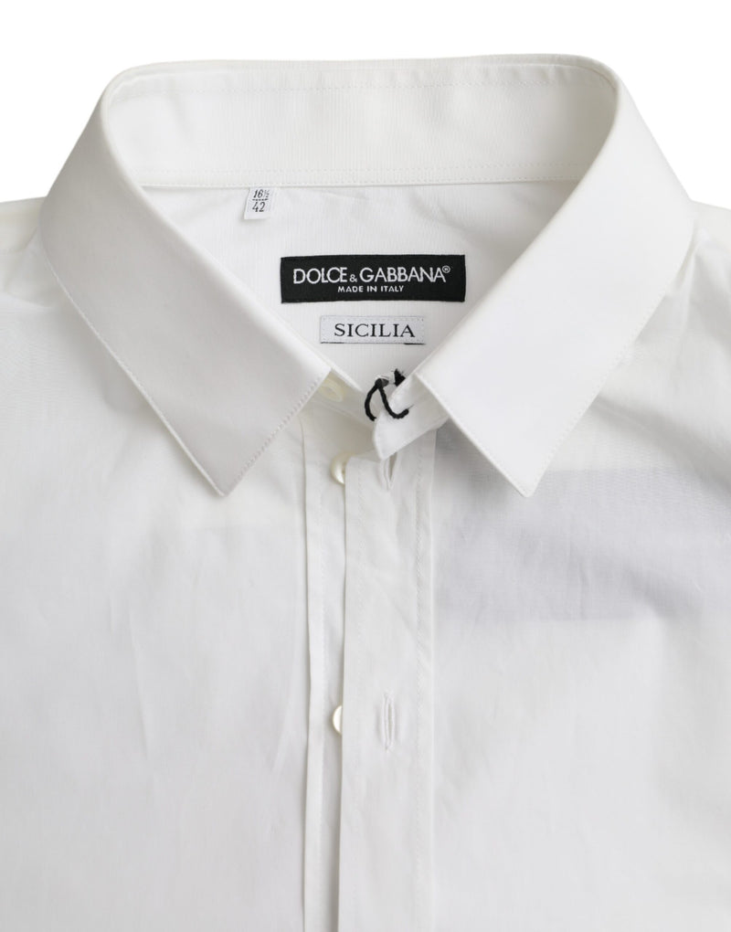 White Cotton Formal Dress Top SICILIA Shirt Dolce & Gabbana