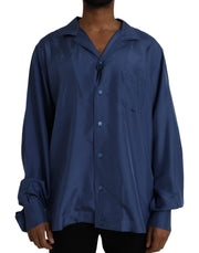 Blue Silk Long Sleeve Lounge Casual Shirt Dolce & Gabbana