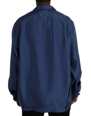 Blue Silk Long Sleeve Lounge Casual Shirt Dolce & Gabbana