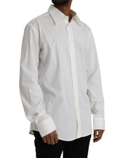 White Cotton Dress Slim Fit GOLD Shirt Dolce & Gabbana