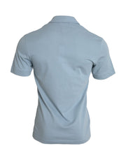 Light Blue Logo Cotton Collared Polo T-shirt Dolce & Gabbana