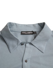 Light Blue Logo Cotton Collared Polo T-shirt Dolce & Gabbana