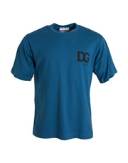 Blue Logo Round Neck Short Sleeves T-shirt Dolce & Gabbana