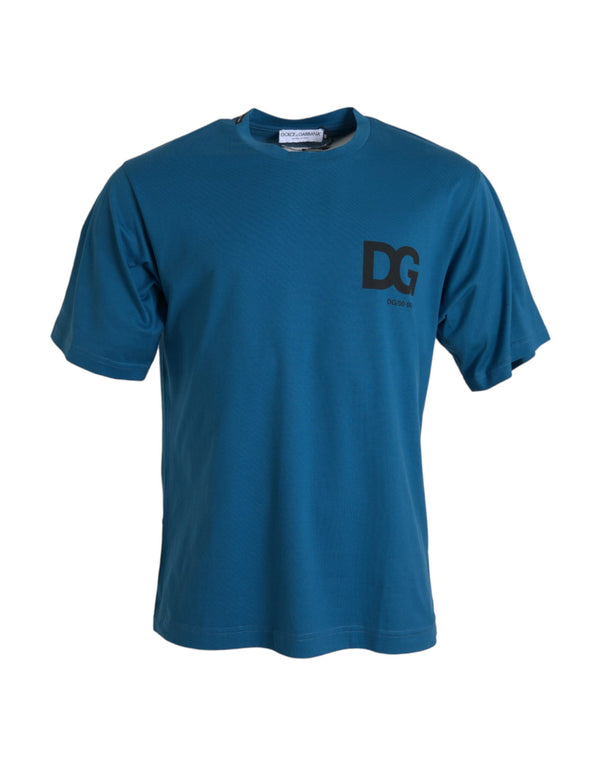 Blue Logo Round Neck Short Sleeves T-shirt Dolce & Gabbana