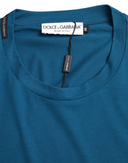 Blue Logo Round Neck Short Sleeves T-shirt Dolce & Gabbana