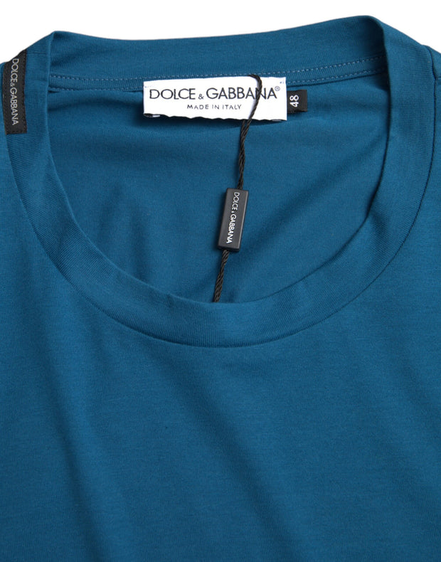 Blue Logo Round Neck Short Sleeves T-shirt Dolce & Gabbana