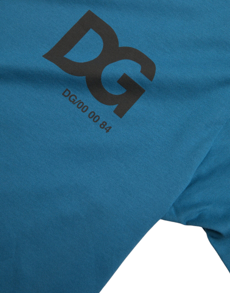 Blue Logo Round Neck Short Sleeves T-shirt Dolce & Gabbana