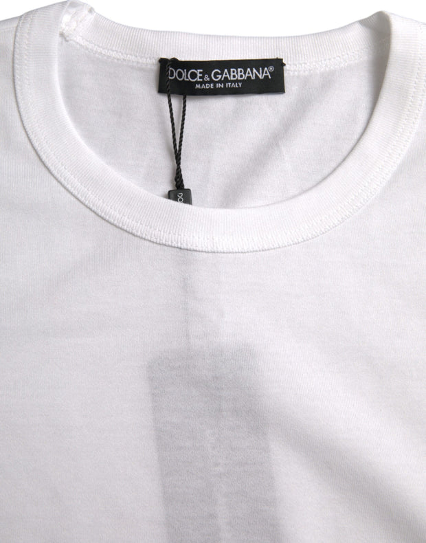 White Cotton Round Neck Short Sleeve T-shirt Dolce & Gabbana