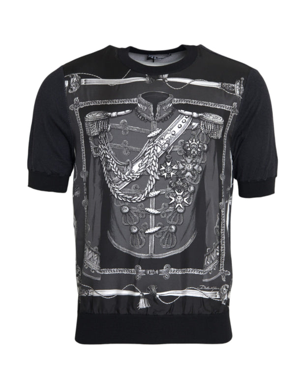 Black Cashmere Silk Jacket Print T-shirt Dolce & Gabbana