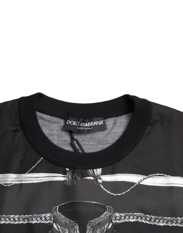 Black Cashmere Silk Jacket Print T-shirt Dolce & Gabbana