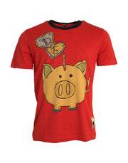 Red Cotton Top 2019 Year of the Pig T-shirt Dolce & Gabbana