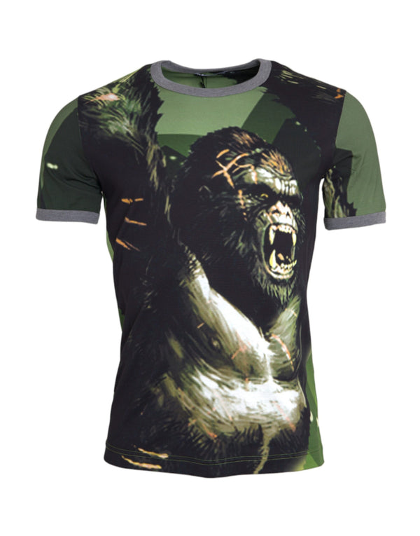 Green Gorilla Cotton Short Sleeves T-shirt Dolce & Gabbana