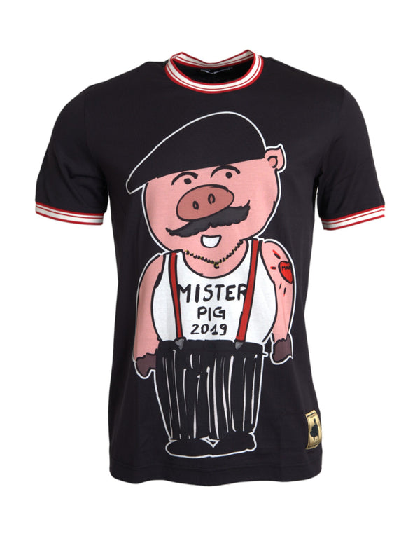 Black Cotton 2019 Year of the Pig T-shirt Dolce & Gabbana