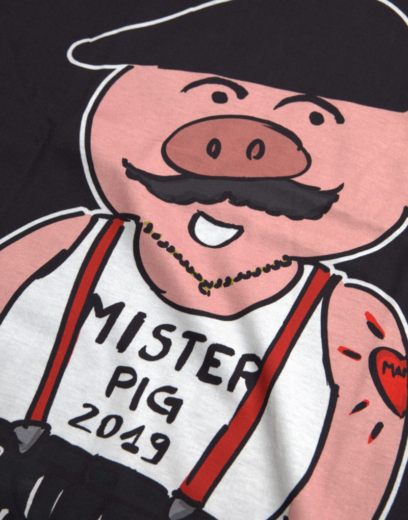 Black Cotton 2019 Year of the Pig T-shirt Dolce & Gabbana