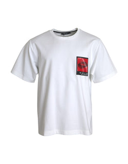 White Red Lips Print Cotton Men T-shirt Dolce & Gabbana