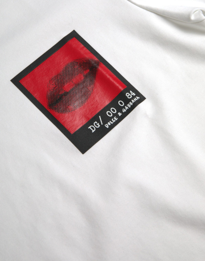 White Red Lips Print Cotton Men T-shirt Dolce & Gabbana