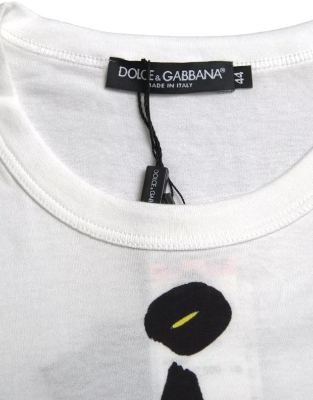 White Graphic Cotton Short Sleeves Men T-shirt Dolce & Gabbana