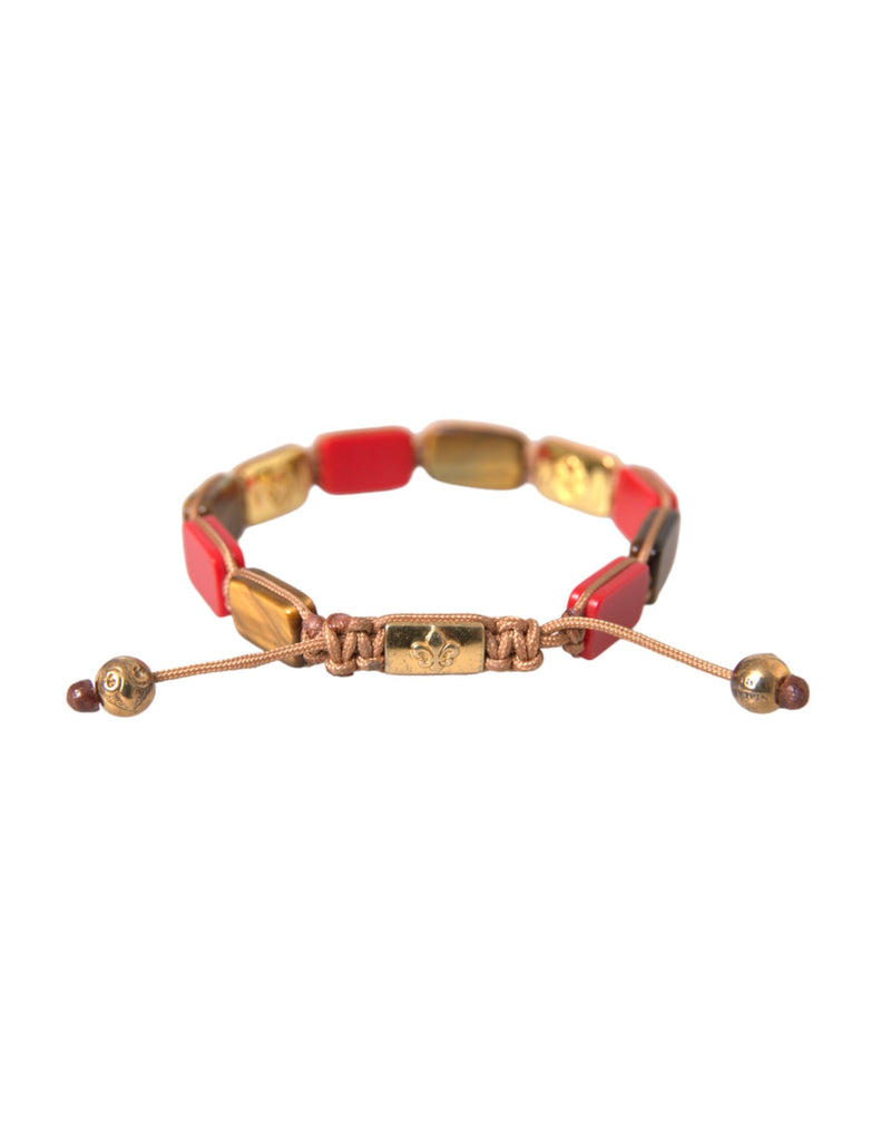 CZ Tiger Eye Red Coral 925 Silver Men Bracelet Nialaya