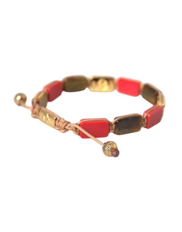 CZ Tiger Eye Red Coral 925 Silver Men Bracelet Nialaya