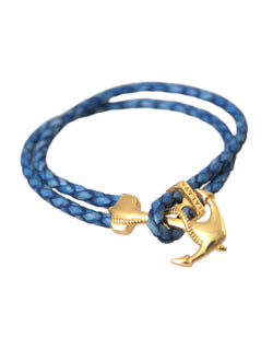 Blue Gold Anchor 925 Silver Charm Bracelet Mens Nialaya