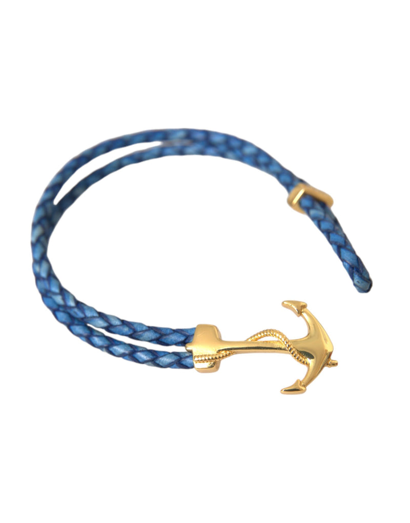 Blue Gold Anchor 925 Silver Charm Bracelet Mens Nialaya