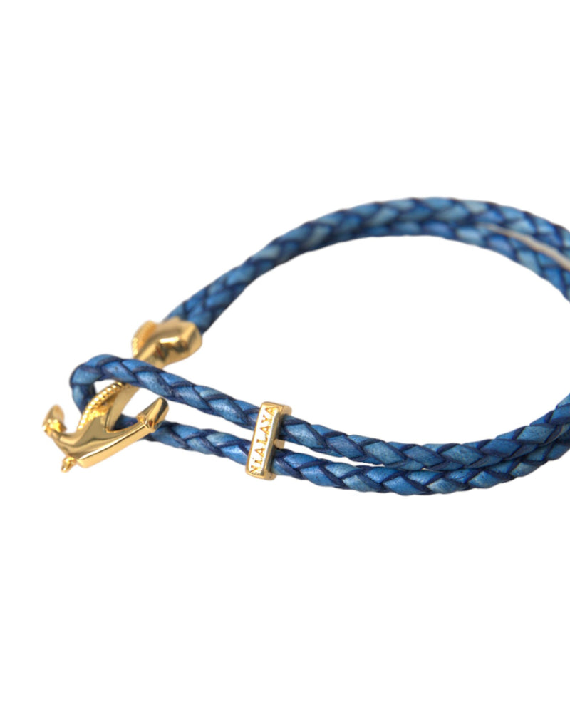 Blue Gold Anchor 925 Silver Charm Bracelet Mens Nialaya