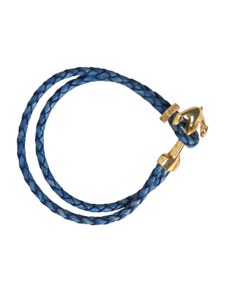 Blue Gold Anchor 925 Silver Charm Bracelet Mens Nialaya