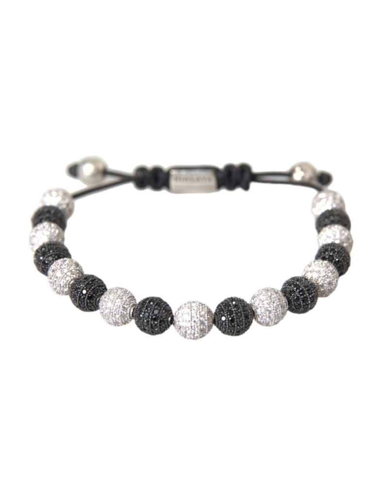 CZ Crystal Ball Black White Beaded Bracelet Nialaya