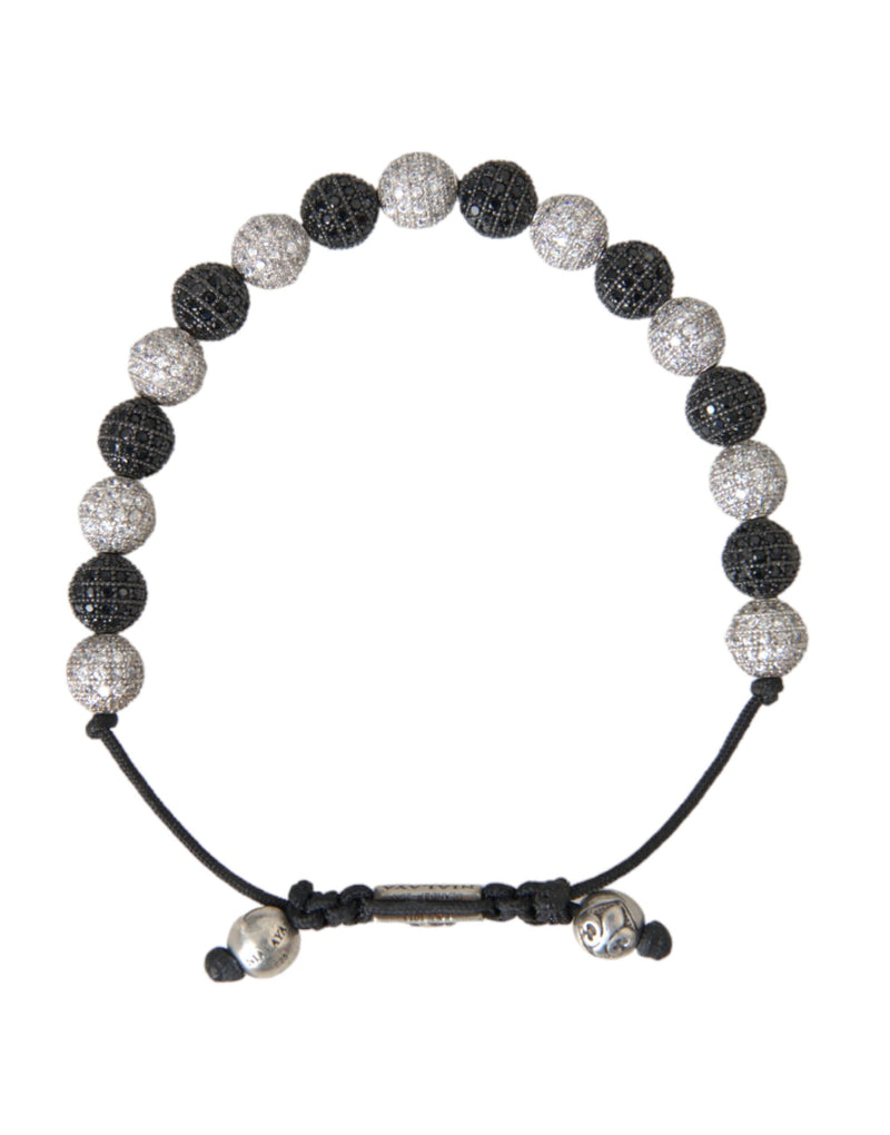 CZ Crystal Ball Black White Beaded Bracelet Nialaya