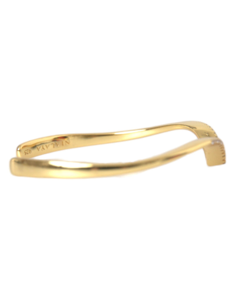 Arched Wing Cuff Skyfall Gold CZ 925 Bracelet Nialaya