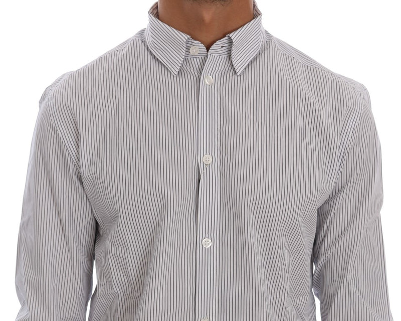 Elegant White & Blue Striped Casual Shirt Frankie Morello