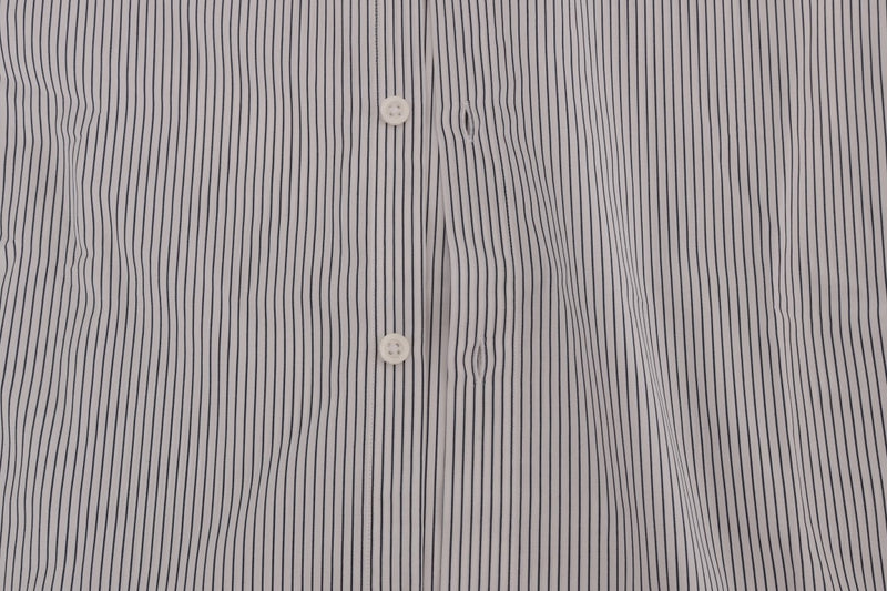 Elegant White & Blue Striped Casual Shirt Frankie Morello