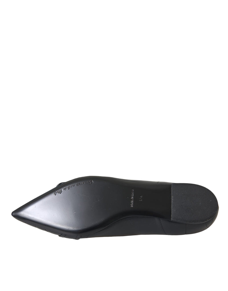 Black Devotion Leather Pointy Flats Shoes Dolce & Gabbana