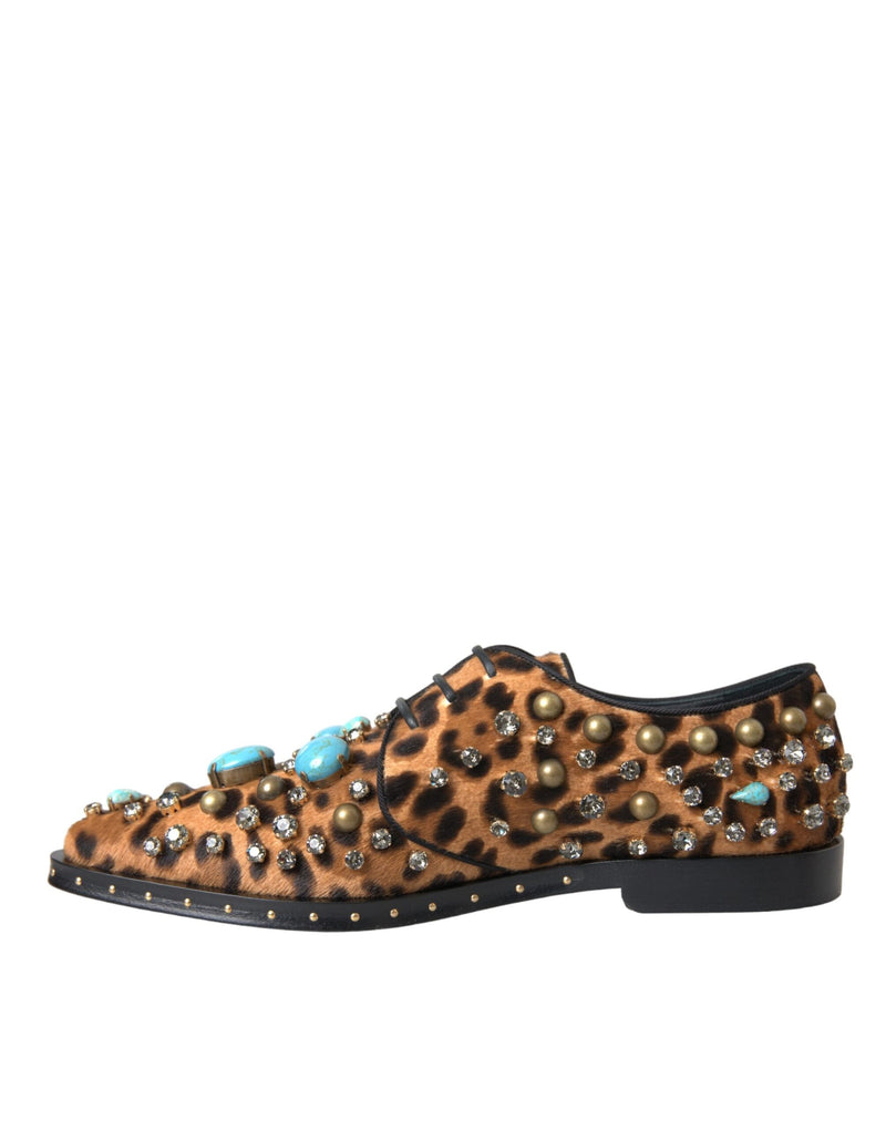 Brown Leopard Hair Crystal Dress Broque Shoes Dolce & Gabbana