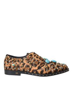 Brown Leopard Hair Crystal Dress Broque Shoes Dolce & Gabbana