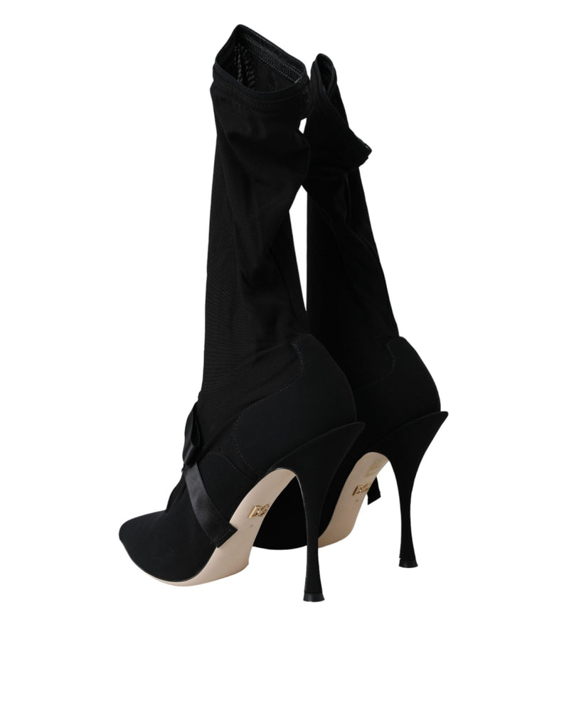 Black Stiletto Heels Mid Calf Boots Shoes Dolce & Gabbana