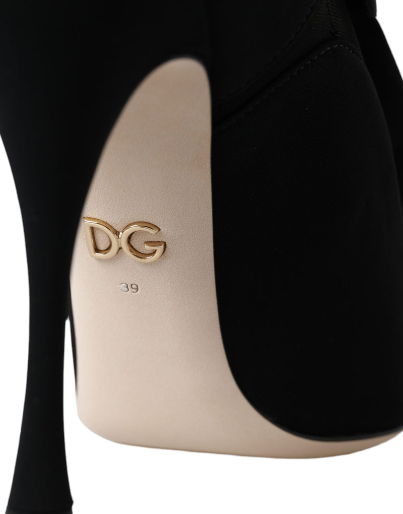 Black Stiletto Heels Mid Calf Boots Shoes Dolce & Gabbana